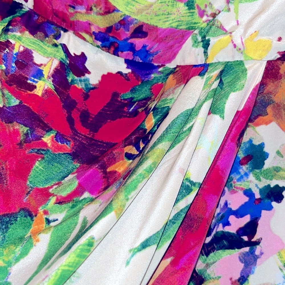 Suzi Chin For Maggie Silk Asymmetrical Sleeveless Dress Size 6 Vibrant Colors - Picture 12 of 13